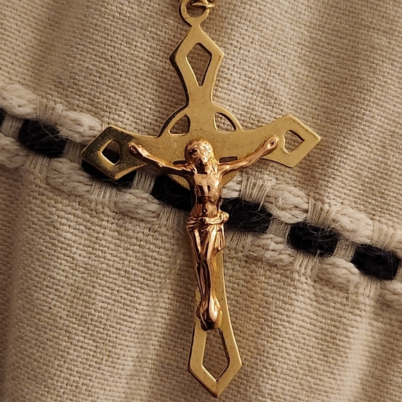 Solid 14K Yellow Gold Beaded Rosary Necklace weighs 12.56 Grams Brand new - Picture 3 of 16